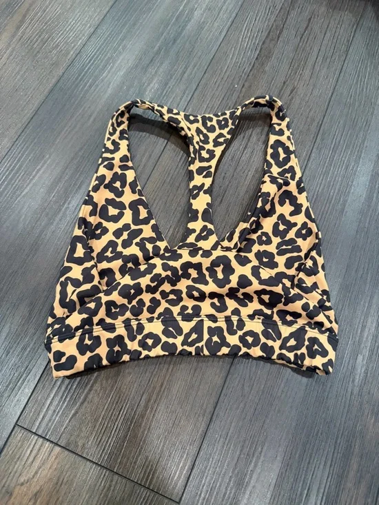 Beach Riot Leopard-Print Racerback Sports Bra Medium - Picture 2 of 3